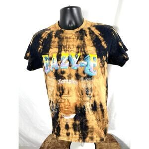 Eazy-E Compton Bleach Tie-Dye Graphic Tee Black/Brown Small
